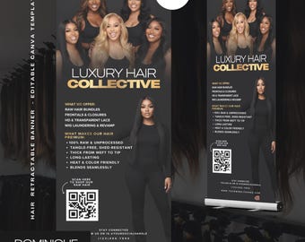 Hair Business Retractable Banner Template: Salon & Pop-Up Display (Canva Editable, Digital Download)