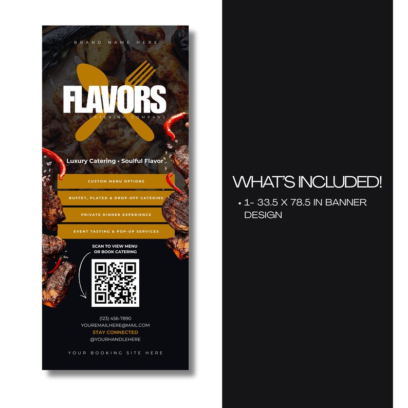 Catering Retractable Banner Template: Catering & Pop-Up Display (Canva Editable, Digital Download) image 2
