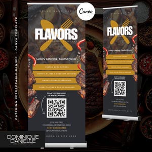 Catering Retractable Banner Template: Catering & Pop-Up Display (Canva Editable, Digital Download) image 1