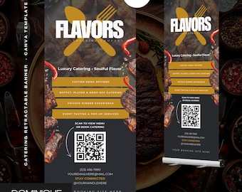 Catering Retractable Banner Template: Catering & Pop-Up Display (Canva Editable, Digital Download)