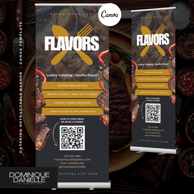 Catering Retractable Banner Template: Catering & Pop-Up Display (Canva Editable, Digital Download) image 1