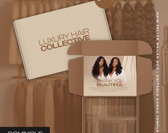 Luxury Hair Mailer Box Template: Editable Wig Packaging (10x8x4 in) (PDF Download)