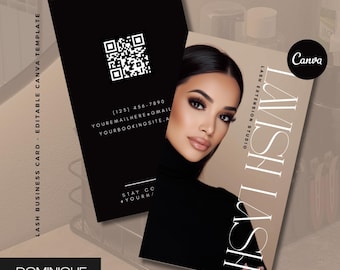 Lash Business Card Template: QR Code Canva Design (2.5x3 in, Digital Download)