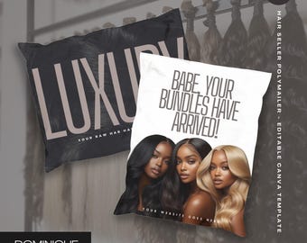 Luxury Hair Bundle Polymailer Template: Editable Packaging Design (10x13 in, Canva PDF)
