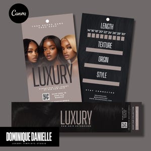 Etiquetas e Modelos para Embalagem de Cabelo | Design de Embalagem de Cabelo para Imprimir | Modelo Canva para Negócios de Cabelo