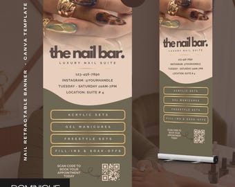 Nail Tech Retractable Banner Template: Salon & Pop-Up Display (Canva Editable, Digital Download)