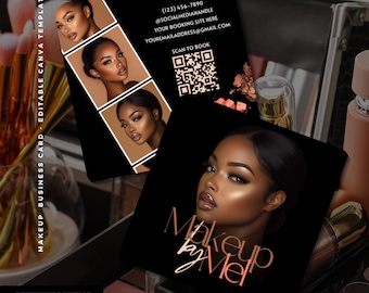 MUA Business Card Template: Square, Editable Canva Design (2.5x2.5 in, Digital Download)