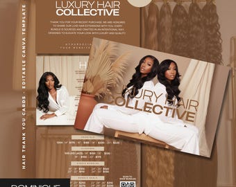 Hair Business Thank You Cards: Mix & Match Canva Templates (Digital Download)