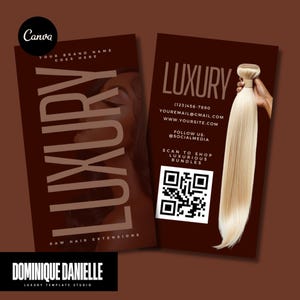 Luxus Haar Visitenkarte Canva Template | Bearbeitbare QR-Code-Karte | Druckbares & digitales Design