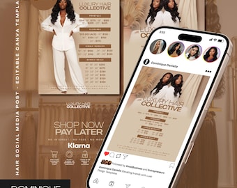 Hair Flyer Template: Luxe Canva Design for Hair Extensions (Digital Download)