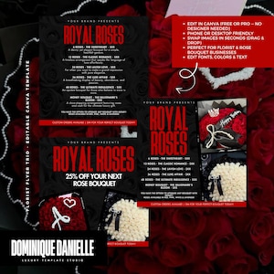 Floral Instagram Flyer Templates: Luxe Rose Bouquet Promo (Canva, Digital Download)