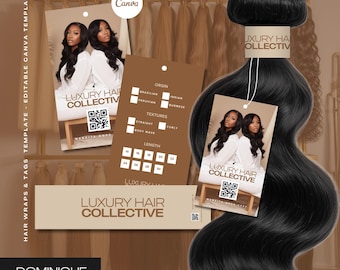 Hair Bundle Packaging Template: Printable Tags & Wraps - Canva Design (Digital Download)