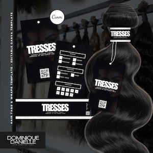 Hair Bundle Packaging Template: Printable Tags & Wraps - Canva Design (Digital Download)