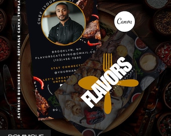 Catering Business Card Template: QR Code Canva Design (2.5x3 in, Digital Download), Private Chefs