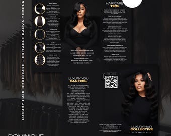 Hair Trifold Brochure Template: Printable Tri-Fold Flyer (Canva Editable, 11x8.5 in, PDF Download)