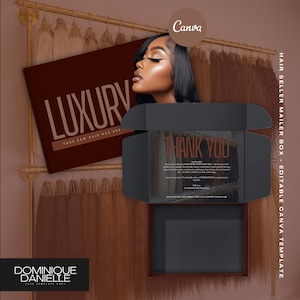 Plantilla de caja de envío de lujo para pelucas: Empaque editable para pelucas (10x8x4 pulgadas) (Descarga en PDF)