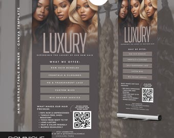 Vorlage für einziehbares Banner für Friseursalons und Pop-up-Displays (Canva-bearbeitbar, digitaler Download)