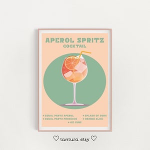 aperol spritz. wydruk pop-art. plakat z wózkiem barowym. wydruk w stylu vintage. wydruk sztuki nowoczesnej. drukowana sztuka ścienna. wystrój domu. sztuka cyfrowa
