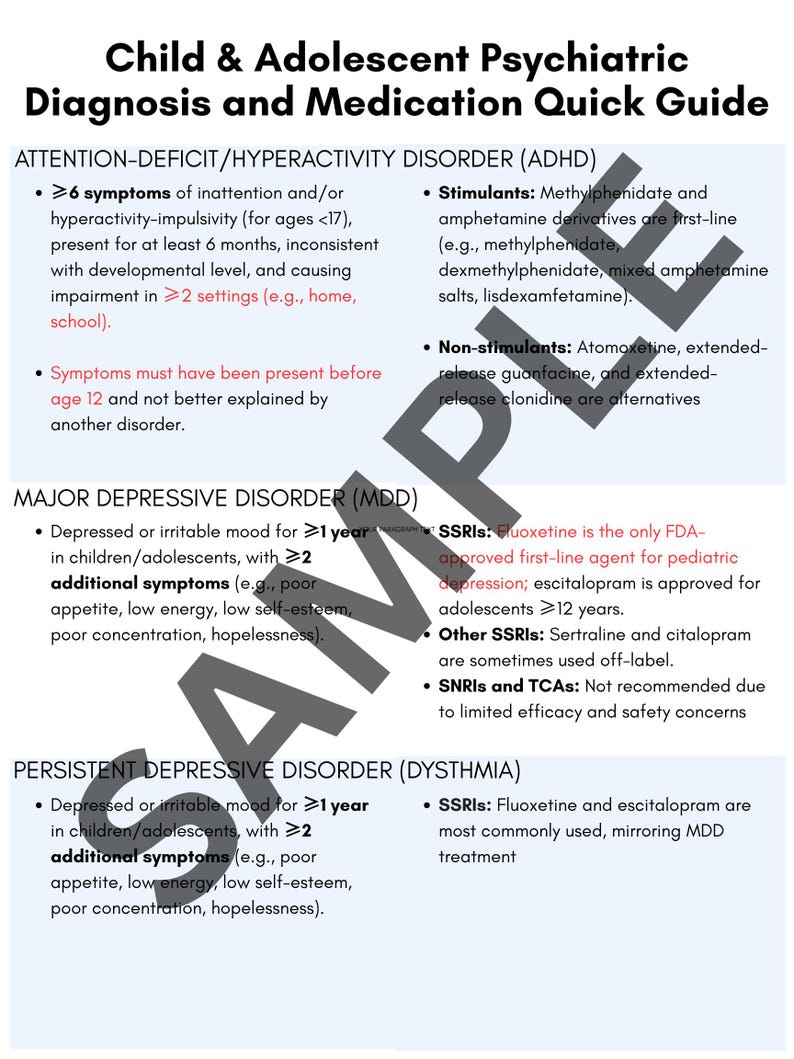Child and Adolescent Psychiatric Diagnosis and Medication Guide ...
