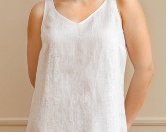 Linen Tunic - Lightweight Linen Tunic for Women Summer tunic - Linen top - Linen sleeveless short nightgown linen tunic for women