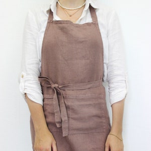 Full linen apron for women - linen pinafore apron women - soft linen apron with pockets - apron for women - cooking apron - gardening apron