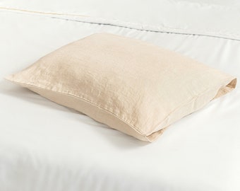 Organic Linen Pillowcase: Standard Size Stonewashed Pillow Cover (20x26)