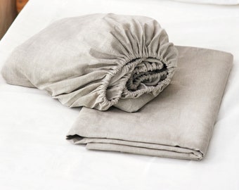 Queen size Linen sheets - linen fitted sheet or linen flat sheet. Linen bed sheets queen.