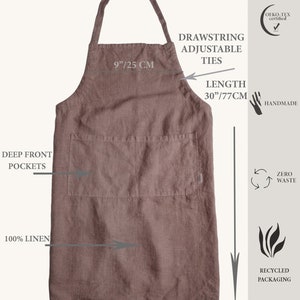 Adjustable Linen Apron with Pockets for Women Stylish and Functional Cooking and Baking Apron Womens Linen Apron with Adjustable Strap image 2