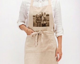 Printed Custom Linen Apron – Personalized Kitchen & Cooking Apron with Pockets