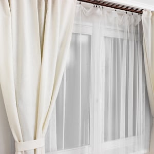 Hidden back tab curtains - unlined linen curtain or blackout curtain for bedroom for living room for kitchen for cafe - 1 curtain panel