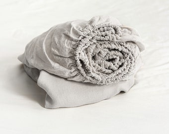 Prześcieradło z gumką Stonewashed Linen: pełne, królewskie, królewskie, XL - 150 GSM