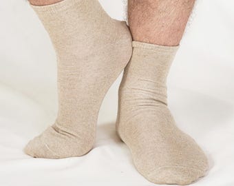 Quarter nettle linen socks for men | Natural yoga socks unisex