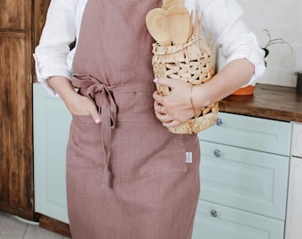 Cooking Linen Apron with Pockets: Durable, Soft, Sustainable