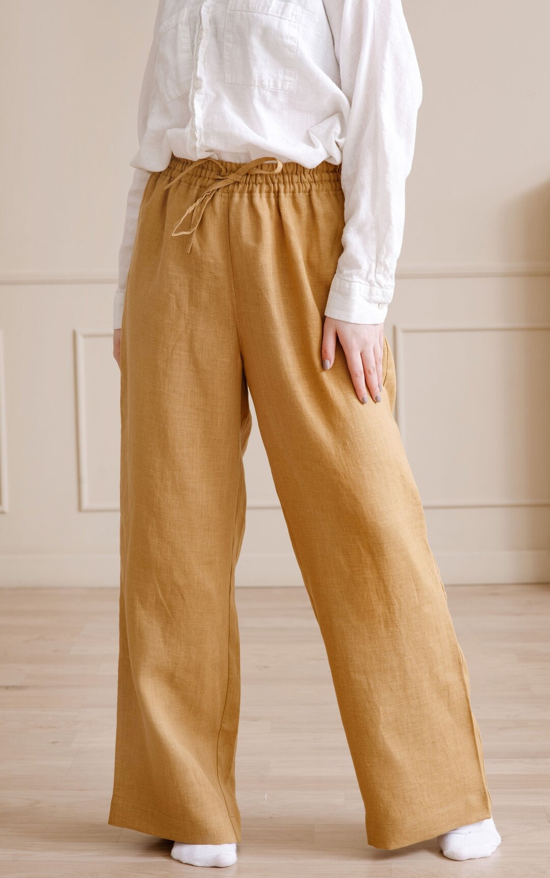 Women's Linen Pants With Ties. Linen Trousers. Linen Summer Pants