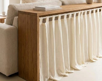 Custom Linen Curtains – Tab, tie, rod pocket, grommet. Rustic Farmhouse Kitchen, Bathroom, Cabinet Cover