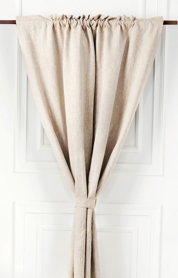 Rod Pocket Linen Curtain Panel: Blackout or Unlined, Custom Size