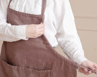Adjustable Linen Apron with Pockets for Women - Stylish and Functional Cooking and Baking Apron - Womens Linen Apron with Adjustable Strap