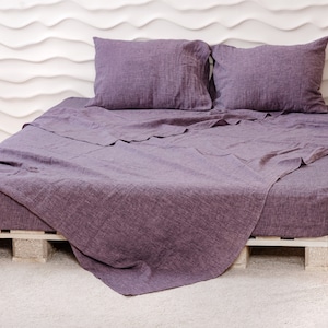 Queen-Size Leinenlaken-Set in verschiedenen Farben - Leinenbettwäsche, Bettwäsche-Set Queen, Bio-Leinenlaken, ästhetische Bettwäsche-Queen-laken-Set