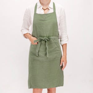 Linen Kitchen Apron - Work, Vegan, Teacher, and Painting Apron - Perfect for Men and Women. Holiday apron. Stonewashed linen apron.