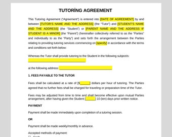 Tutoring Printable Etsy