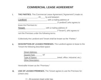 Printable Commercial lease agreement, Editable in canva Commercial Property Lease contract digital download