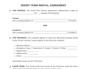 Rental Agreement Lease Contract Template Editable Landlord Etsy
