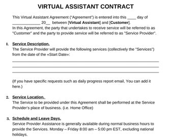 Printable Virtual Assistant Contract Template: Editable Client Service Agreement (Digital Download)