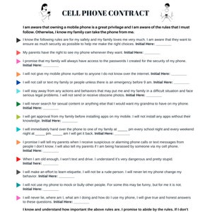 Contrato de teléfono imprimible, Contrato de teléfono celular editable, Descarga digital PDF