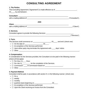 Editable Consulting Agreement Template: 6-Page Service Contract (Digital Download)