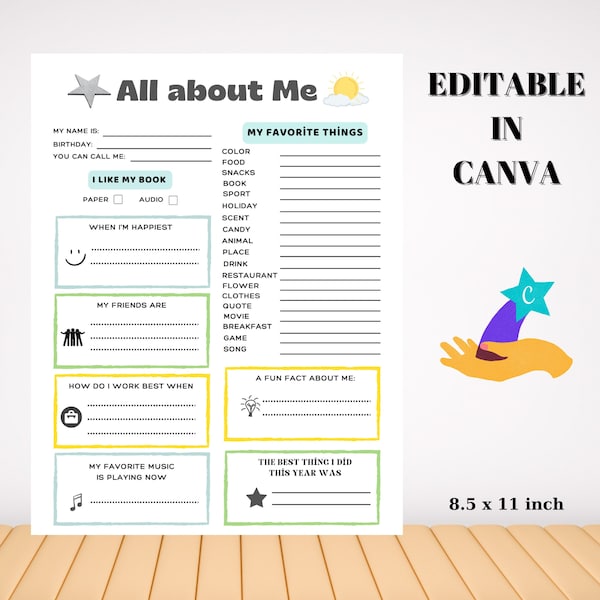 All about me template, coworker questions printable