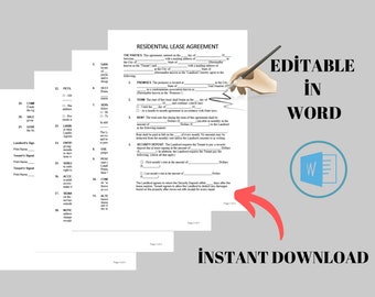 Editable Rental Agreement Template: Landlord Lease Contract (Digital Download)