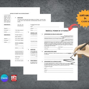 Editable Medical Power of Attorney Form: MPOA Template (Digital Download)
