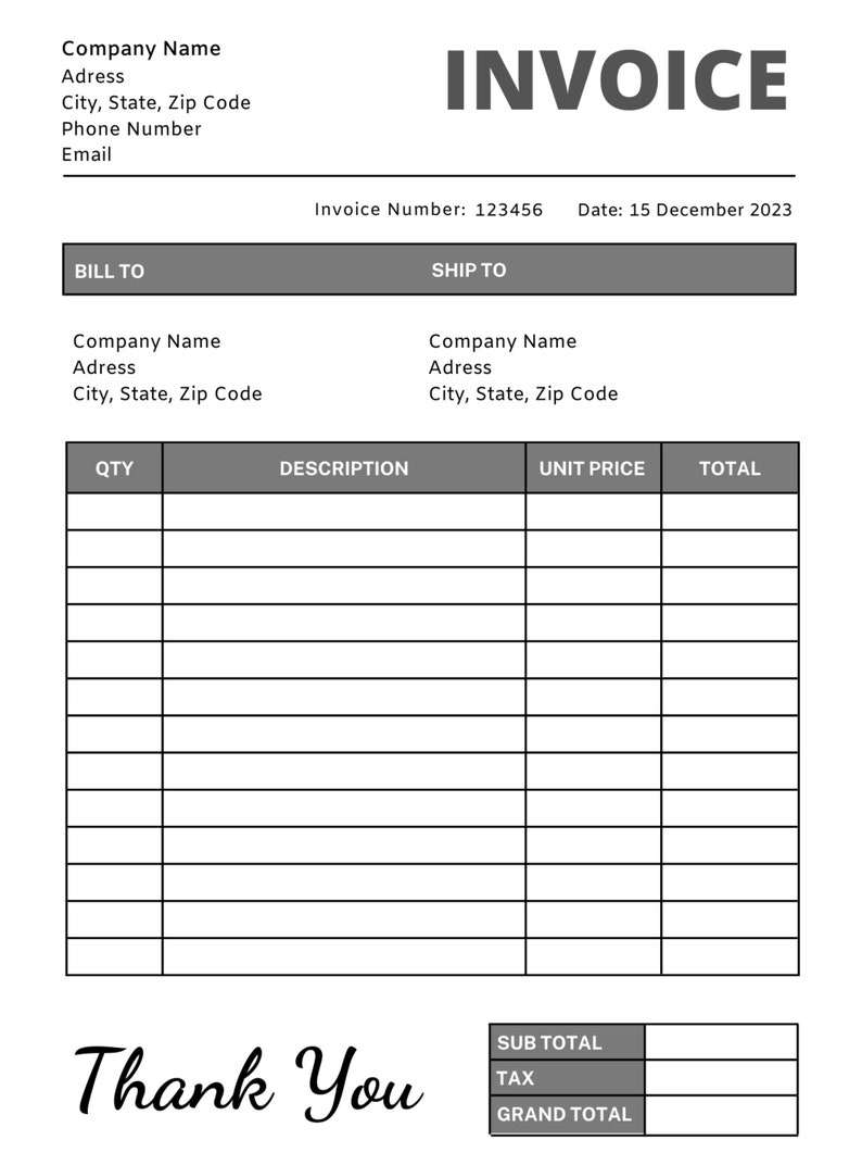 Invoice Template Editable Invoice Etsy Invoice Template Editable Invoice Etsy