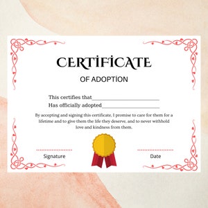 Editable Adoption Certificate Template in Canva (Digital Download)
